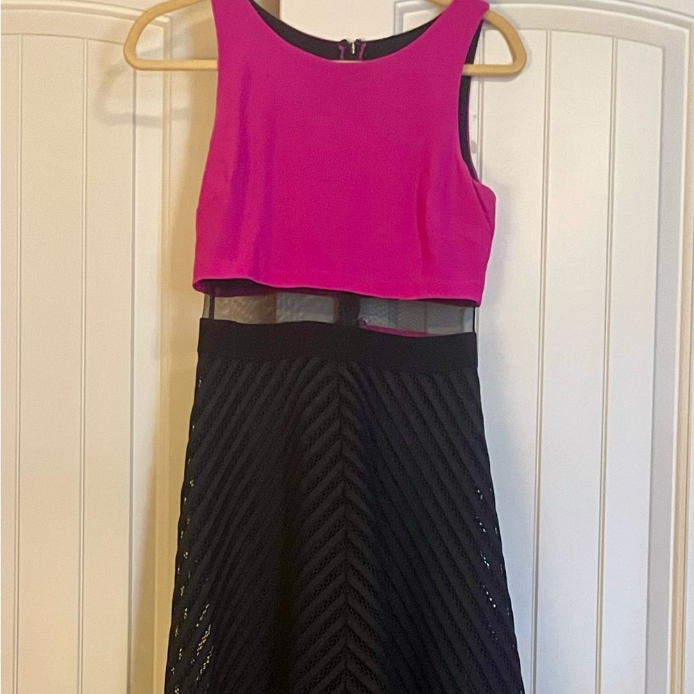 Betsy & Adam Pink and Black A-Line Skirt